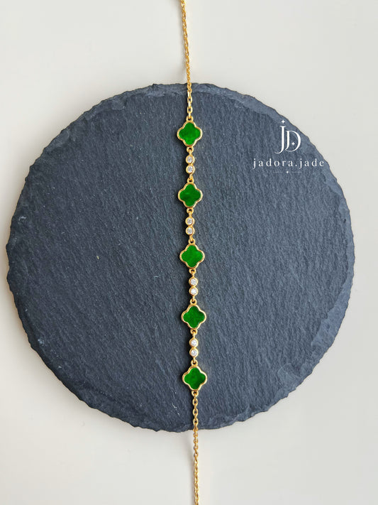 Clover Fortune 四叶聚福 | Burmese Jade Bracelet