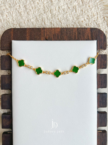 Clover Fortune 四叶聚福 | Burmese Jade Bracelet